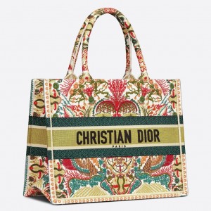 Dior Medium Book Tote Bag In Heart Lights Dior Embroidery