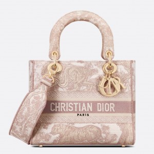 Christian Dior Lady D-Lite Bag Striped Canvas Medium For Sale at