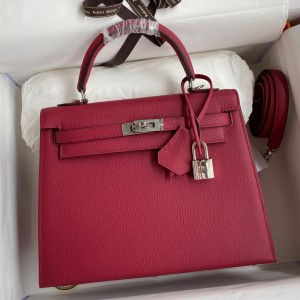 Replica Hermes Kelly Sellier 25 Handmade Bag In Rose Purple Epsom Calfskin
