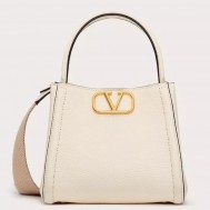 Valentino Alltime Small Bag in White Grained Calfskin
