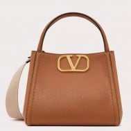 Valentino Alltime Medium Bag in Brown Grained Calfskin