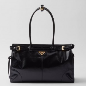 Prada Large Tote Bag in Black Soft Leather