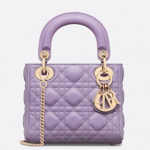 Dior Lady Dior Mini Bag with Chain in Lilas Cannage Lambskin