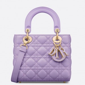 Dior Small Lady Dior Bag in Lilas Lambskin with Resin Charms