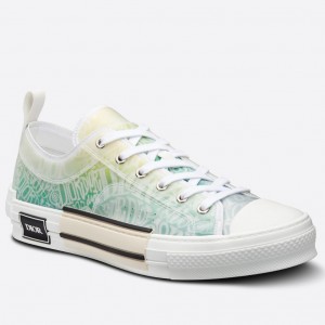 Dior Men's B23 Low-top Sneakers with Green and Yellow Print