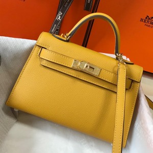 Hermes Kelly Mini II Sellier Bag In Yellow Epsom Leather GHW
