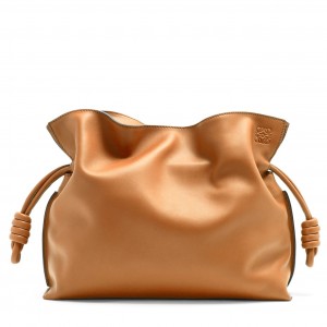 Loewe Flamenco Clutch Bag In Brown Calfskin