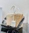 Prada Tote Bag In Wicker and White Canvas