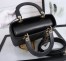 Dior Lady Dior Medium Bag in Black Lambskin with Enamel Charm
