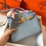 Hermes Kelly Retourne 28 Handmade Bag In Blue Lin Clemence Leather