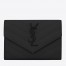 Saint Laurent Cassandre Small Envelope All Black Wallet in Matelasse Leather